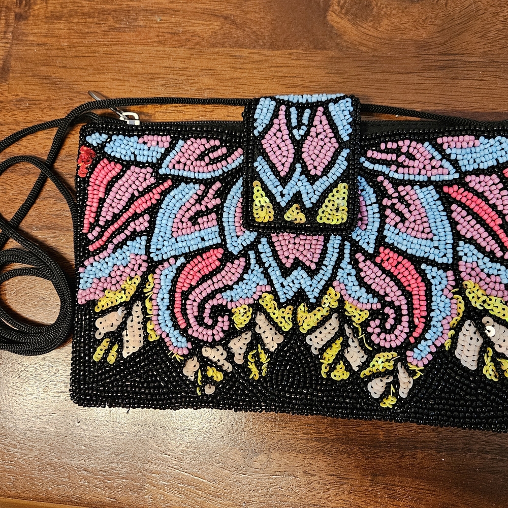 Colorful Beaded Clutch Bag